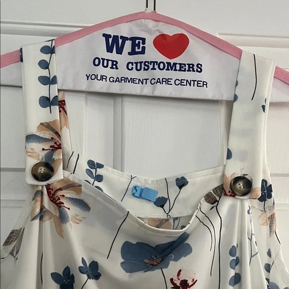 Floral White and Blue Maxi Dress - Picture 2 of 7